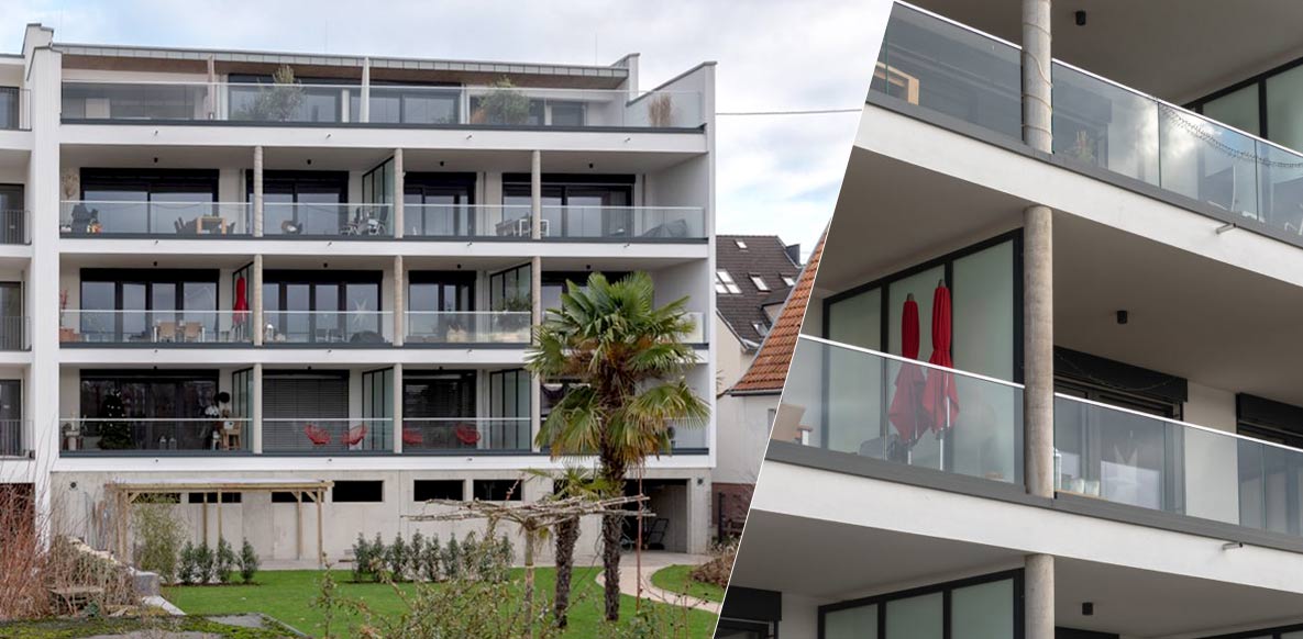 Mehrfamilienhaus in Bonn Beuel mit 10 Wohnungen von Grotegut Architekten, Gartenansicht