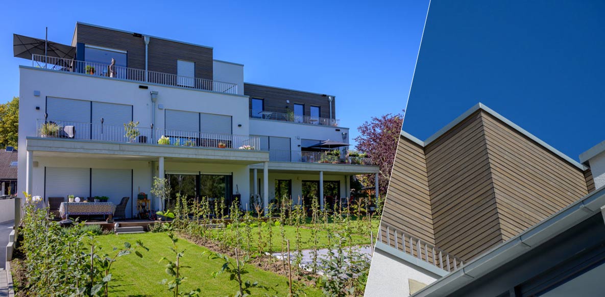 Neubau Mehrfamilienhaus mit 9 Wohnungen in Bonn Röttgen, Gartenansicht, Grotegut Architekten